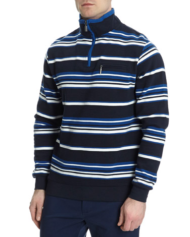 Half Zip Striped Sweatshirt